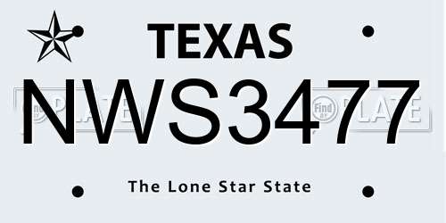 NWS3477 Texas License Plate