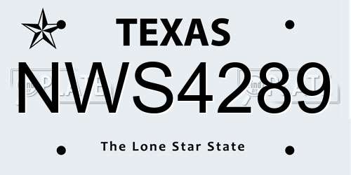 NWS4289 Texas License Plate