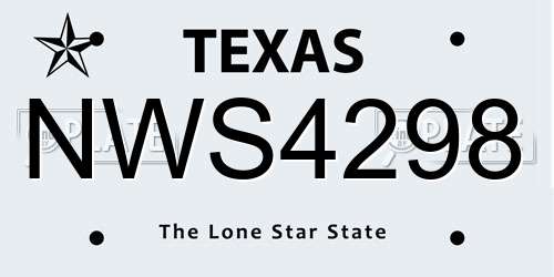 NWS4298 Texas License Plate
