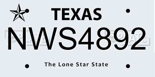 NWS4892 Texas License Plate