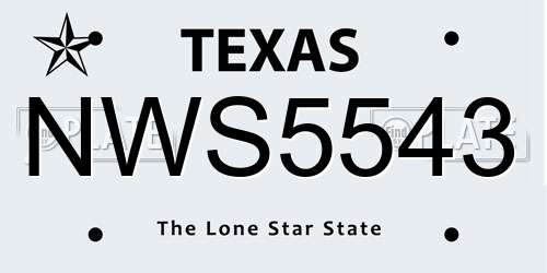 NWS5543 Texas License Plate