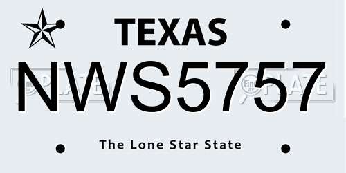 NWS5757 Texas License Plate