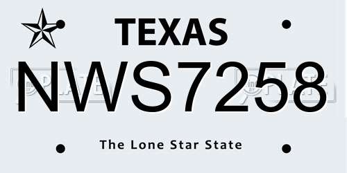 NWS7258 Texas License Plate
