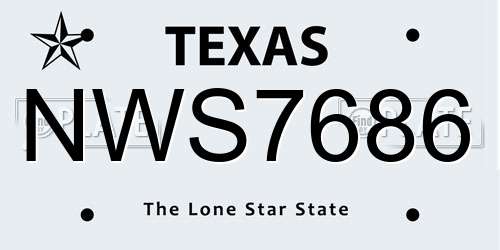 NWS7686 Texas License Plate