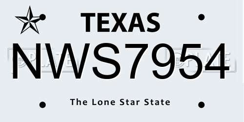 NWS7954 Texas License Plate