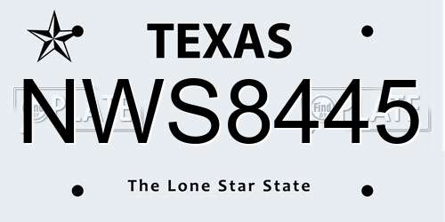 NWS8445 Texas License Plate
