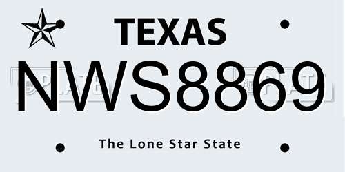 NWS8869 Texas License Plate