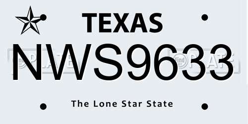 NWS9633 Texas License Plate