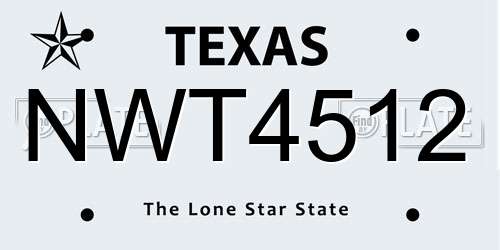 NWT4512 Texas License Plate
