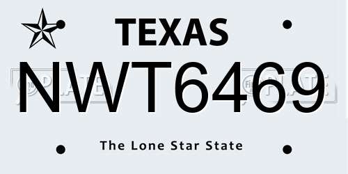 NWT6469 Texas License Plate