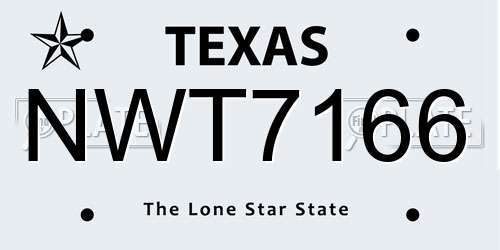 NWT7166 Texas License Plate