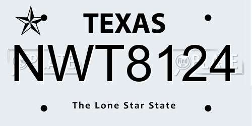 NWT8124 Texas License Plate