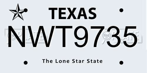NWT9735 Texas License Plate