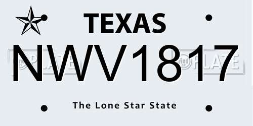 NWV1817 Texas License Plate