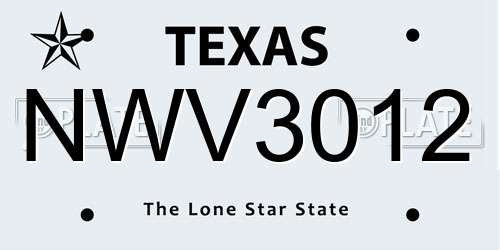 NWV3012 Texas License Plate