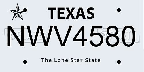 NWV4580 Texas License Plate