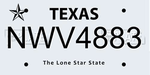 NWV4883 Texas License Plate