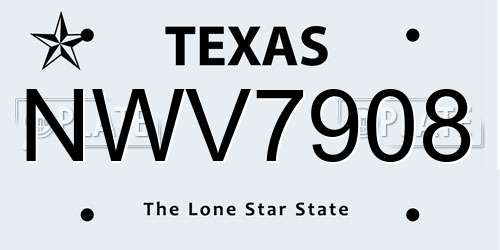 NWV7908 Texas License Plate