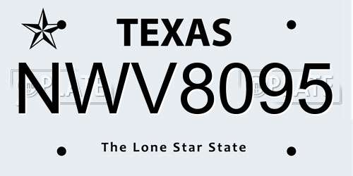 NWV8095 Texas License Plate