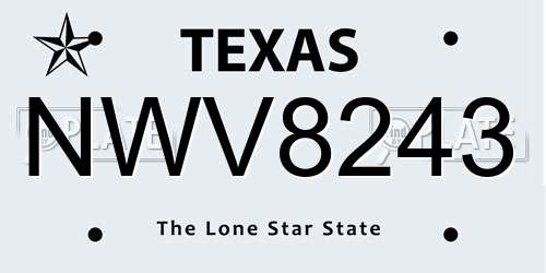 NWV8243 Texas License Plate