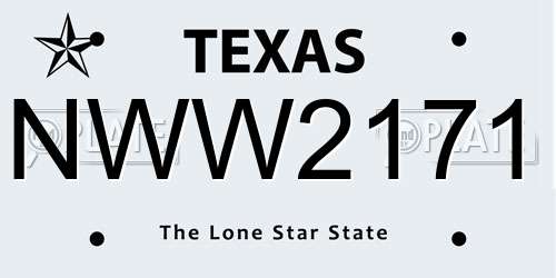 NWW2171 Texas License Plate