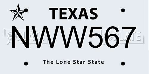 NWW567 Texas License Plate