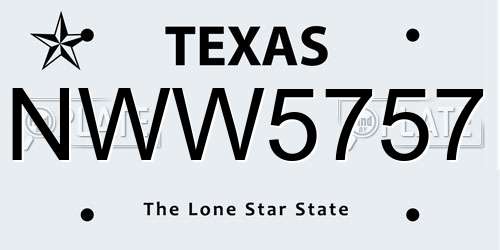 NWW5757 Texas License Plate