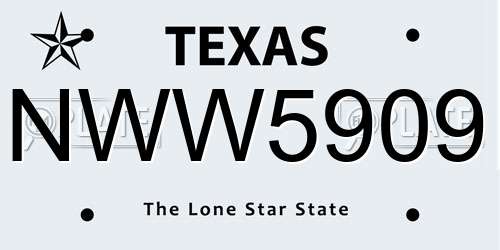 NWW5909 Texas License Plate