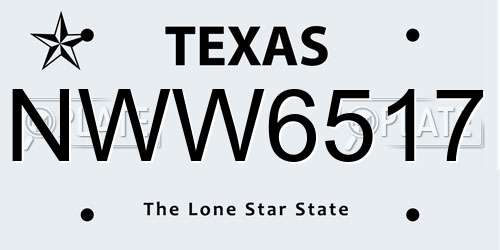 NWW6517 Texas License Plate