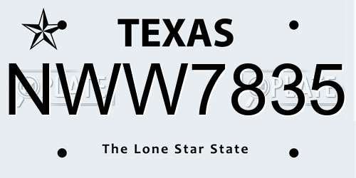 NWW7835 Texas License Plate