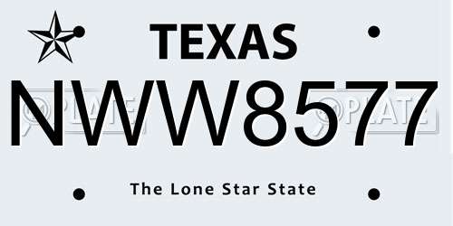 NWW8577 Texas License Plate