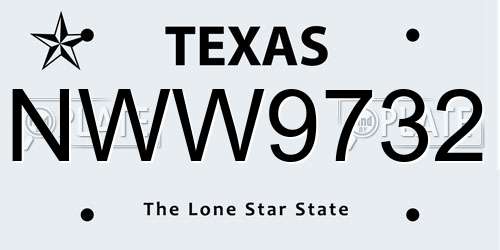 NWW9732 Texas License Plate
