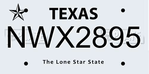 NWX2895 Texas License Plate