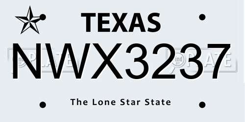 NWX3237 Texas License Plate