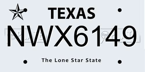 NWX6149 Texas License Plate
