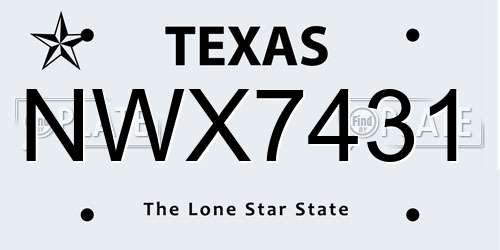 NWX7431 Texas License Plate