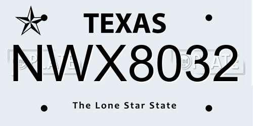 NWX8032 Texas License Plate