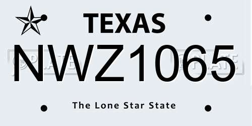 NWZ1065 Texas License Plate