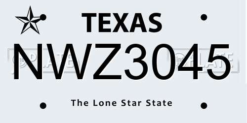 NWZ3045 Texas License Plate