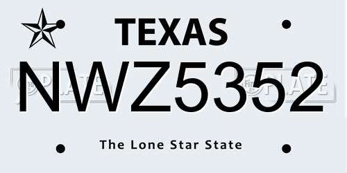 NWZ5352 Texas License Plate