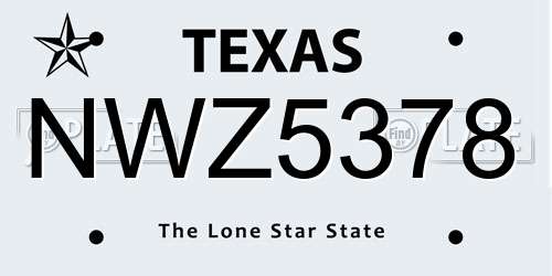 NWZ5378 Texas License Plate