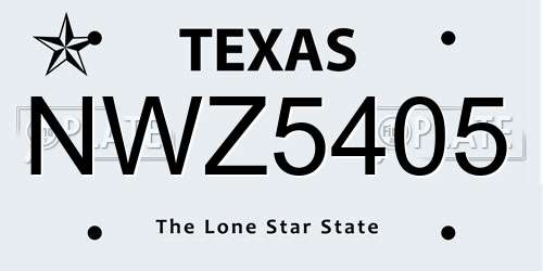 NWZ5405 Texas License Plate