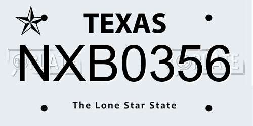 NXB0356 Texas License Plate