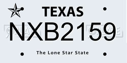 NXB2159 Texas License Plate