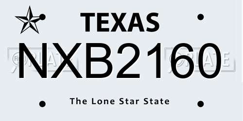 NXB2160 Texas License Plate