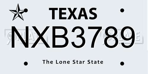 NXB3789 Texas License Plate
