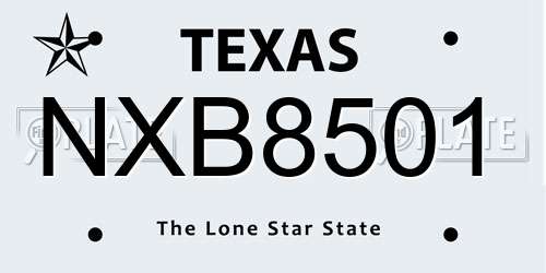 NXB8501 Texas License Plate