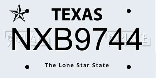 NXB9744 Texas License Plate