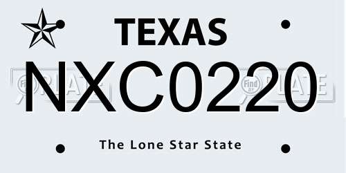 NXC0220 Texas License Plate