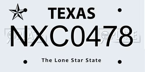 NXC0478 Texas License Plate